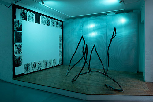 Gusty Ferro in the studio during residency
